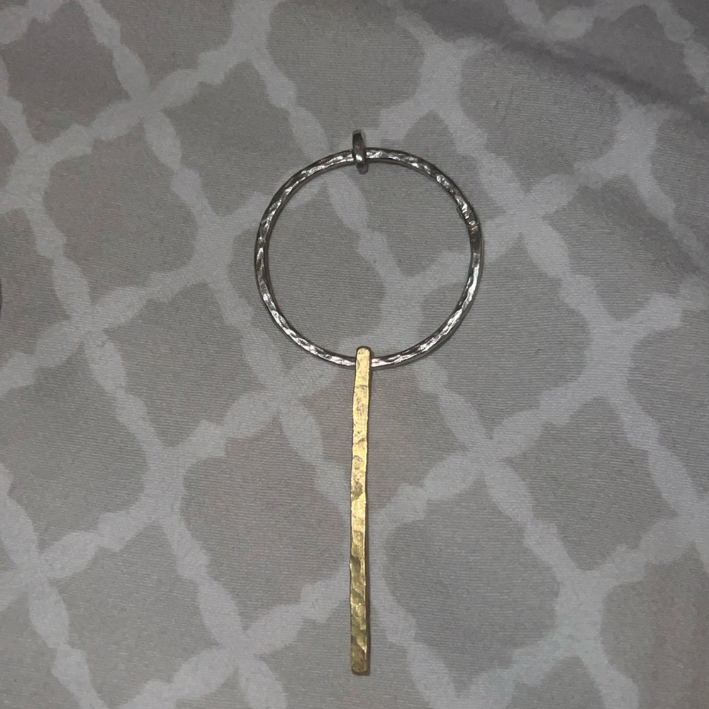 HTF Silpada Sterling & Brass INTERMIX Hammered Circle Bar Pendant